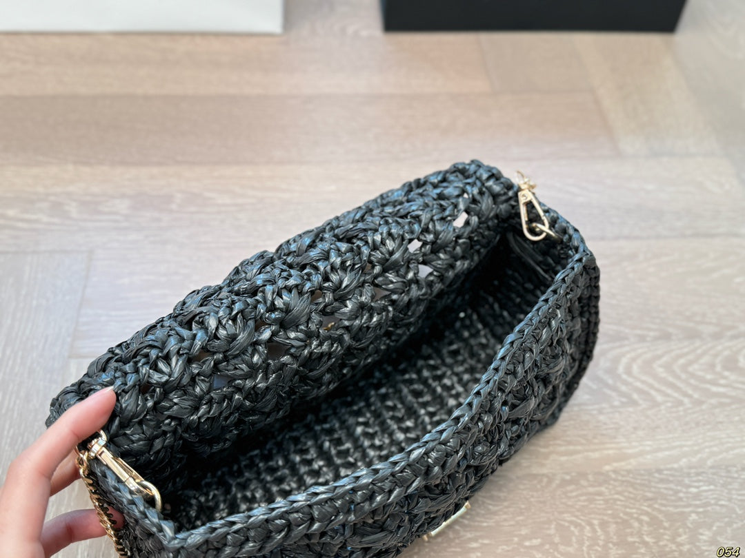 Celine Straw Chain Crossbody Bag 25x14cm