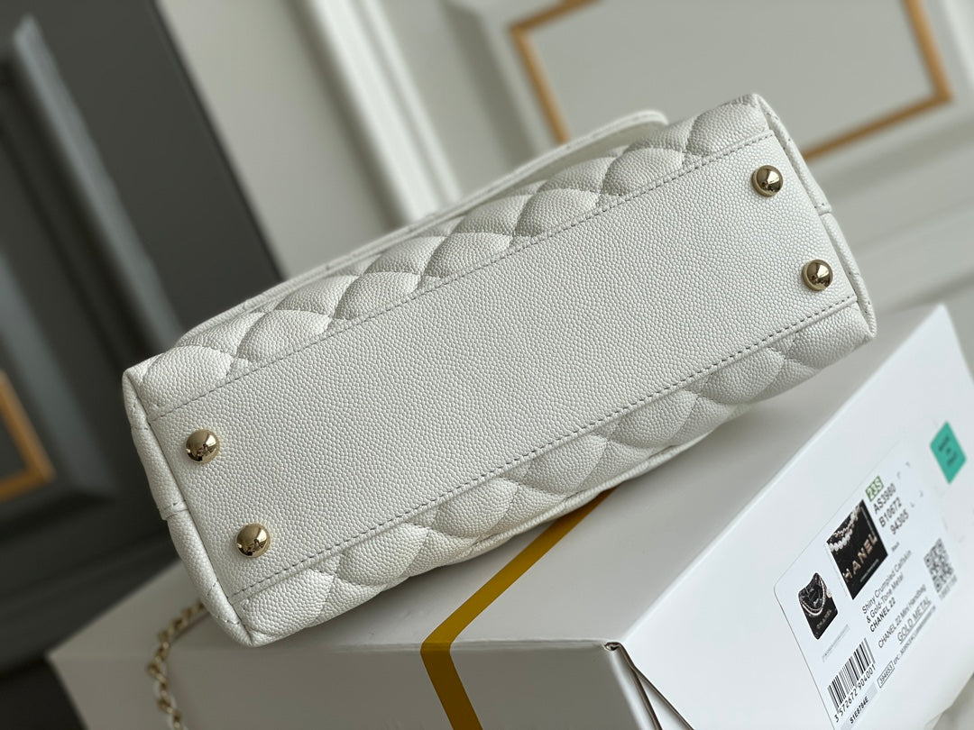 Chanel Coco Handle White Bag - 24x14x10cm