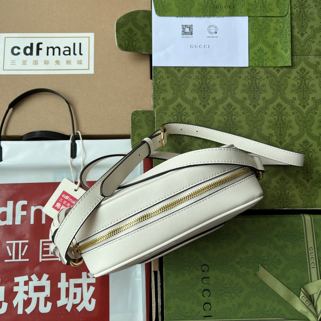 Gucci Blondie Small Shoulder White Leather Bag - 21x15.5x5cm