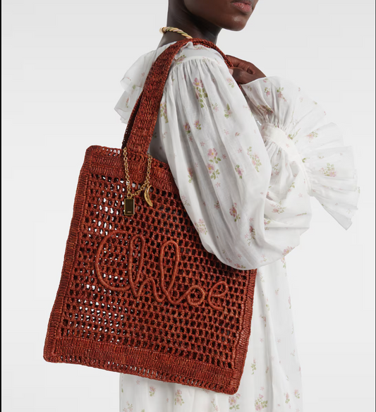 Chloé Summer Banana Tote Bag in Raffia