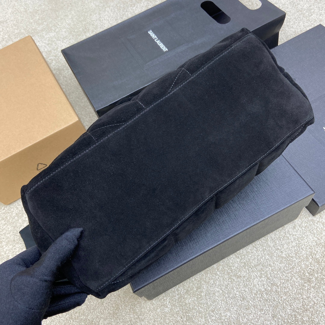 YSL Puffer Suede Black - 29x17x11cm