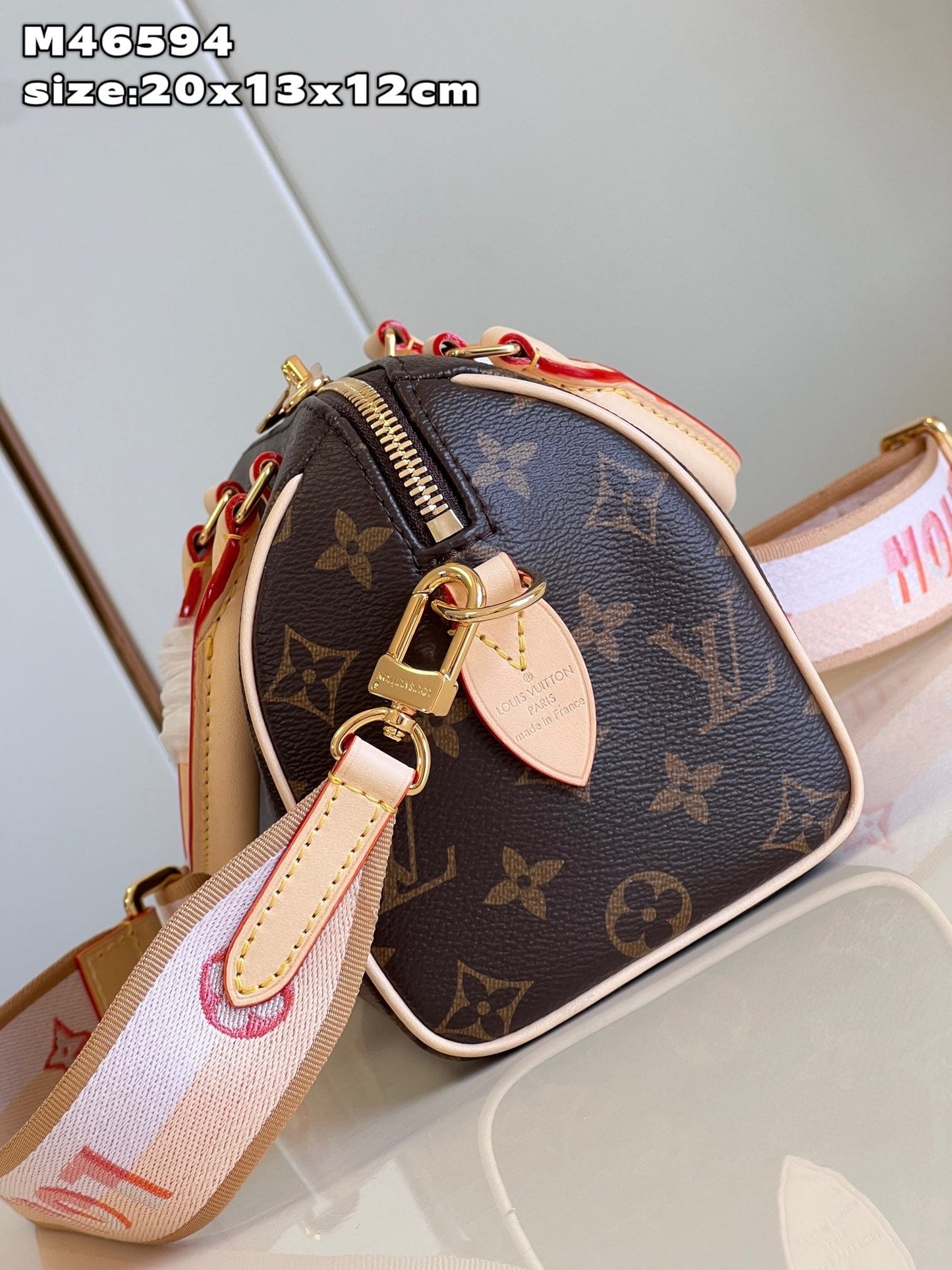 Louis Vuitton Speedy Bandouli¨¨re 20 Monogram Pink Strap - 20.5 x 13.5 x 12.0 cm