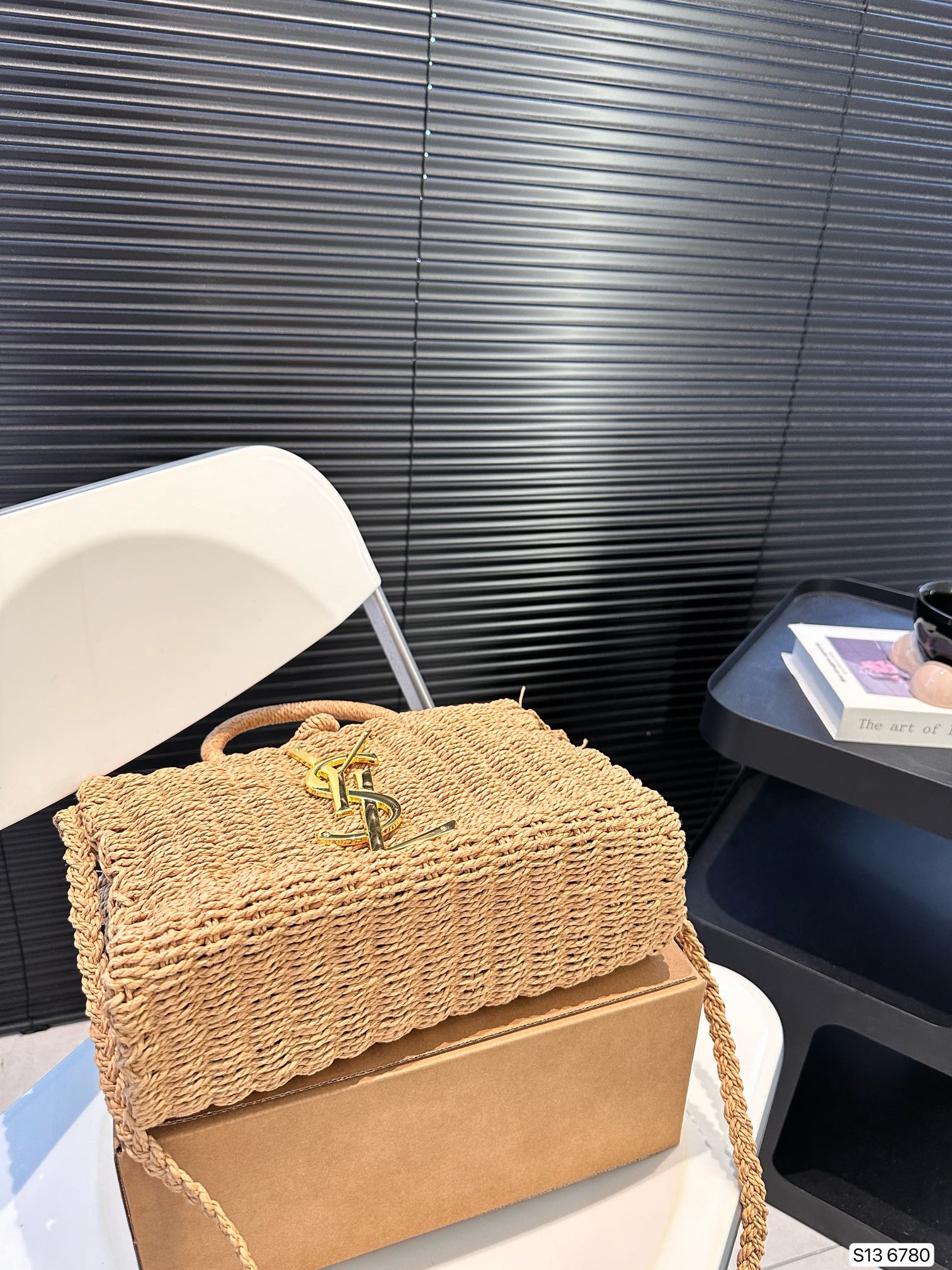 SAINT LAURENT YSL Vacation Woven Tote Bag 27x18cm