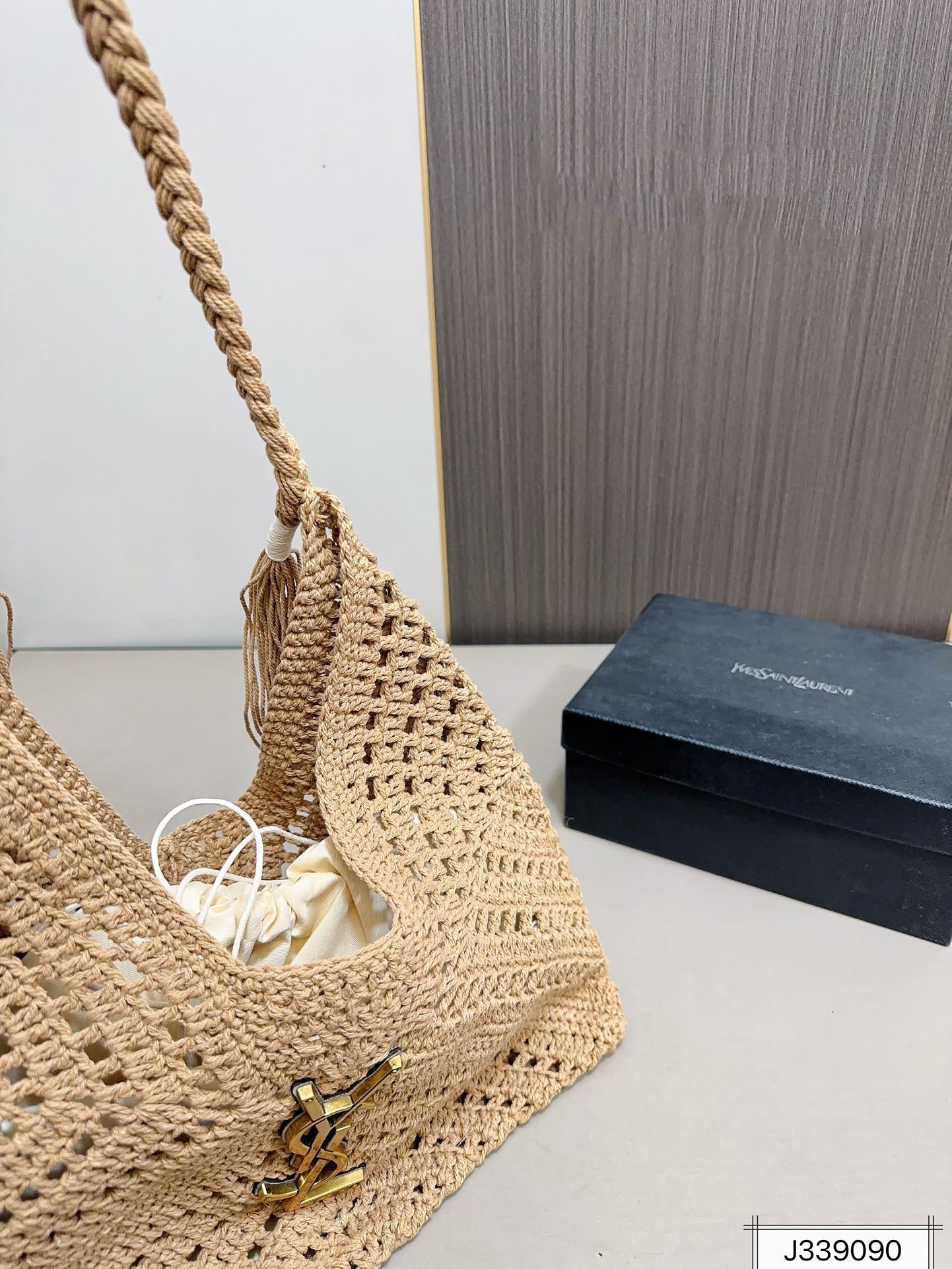 SAINT LAURENT YSL Raffia Tote Bag Beach Casual 37x22cm