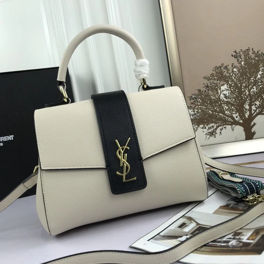 YSL original leather women's shoulder bag in White