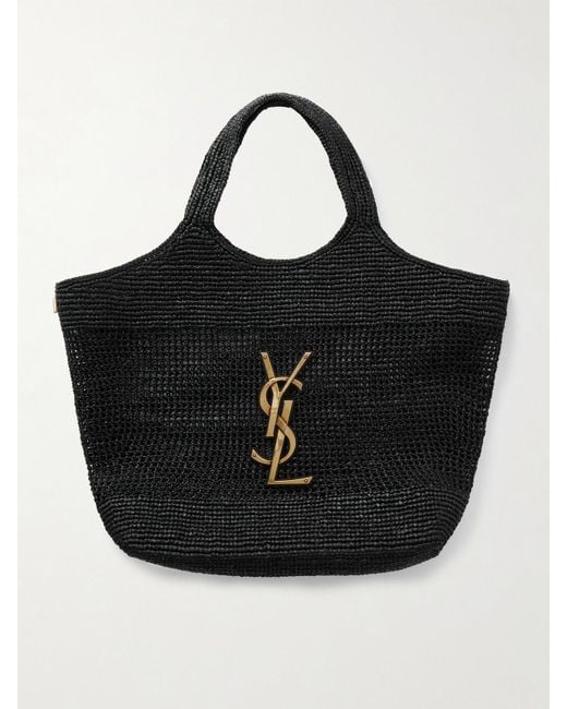SAINT LAURENT YSL Raffia Icare Tote Bag