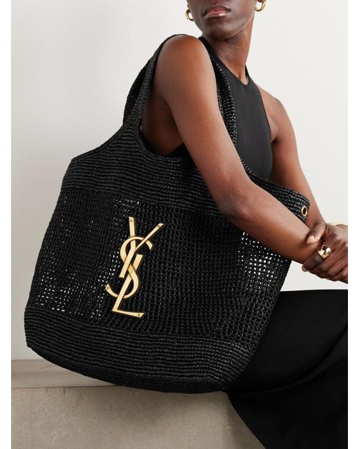SAINT LAURENT YSL Raffia Icare Tote Bag